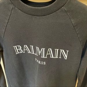 Used Balmain Crew Neck Sweat Shirt - Black